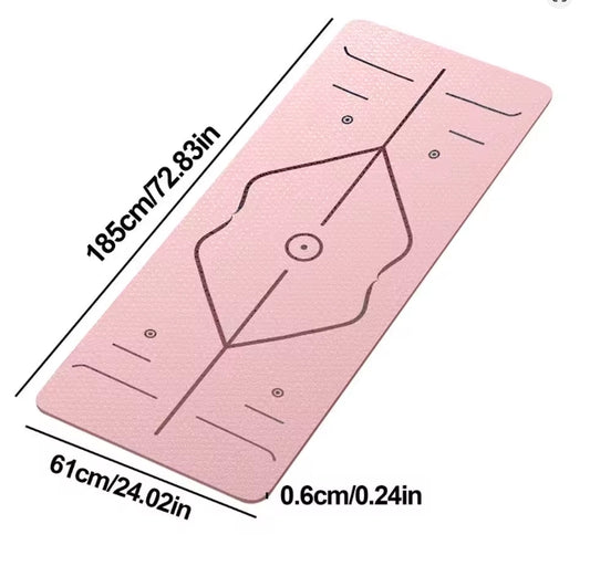 Gymnastikmatte mit Tragegurt rutschfest TPE Yogamatte Gepolstert & rutschfest Fitnessmatte, 183 x 61 Trainingsmatte für Fitness Sportmatte, Pilates & Gymnastik Workout