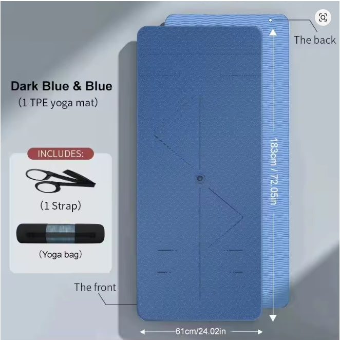 Yogamatte, rutschfest, umweltfreundlich, Pilates-Fitnessmatten, reißfeste Übungs-Yogamatte mit Tragegurt und Tasche für Damen
