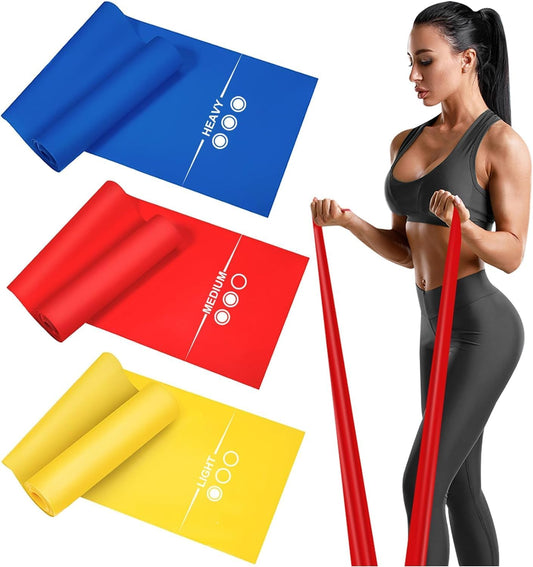 Fitnessband 3er-Set 2m lang Fitnessbänder Widerstandsbänder in 3 Stärke, Gymnastikband Resistance Band Trainingsband für Crossfit, Muskelaufbau, Yoga, Pilates für Männer und Frauen