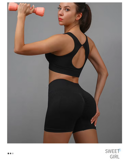 2-teiliges Yoga-Set Schweiß ableiten der Sport-BH und kurze Leggings für Frauen