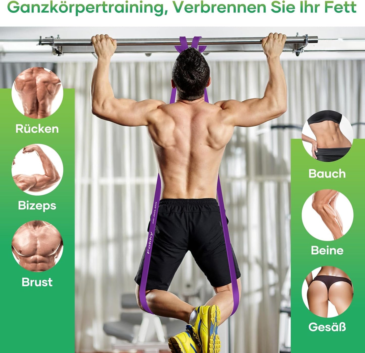 Fitnessbänder Widerstandsbänder mit 5 Stufen, Resistance Bands mit Türanker, 2*Griffen, Übungsanleitung&Tragebeutel, Gymnastikband Klimmzugband Fitnessband für Muskelaufbau,Yoga,Pilates 5er Set
