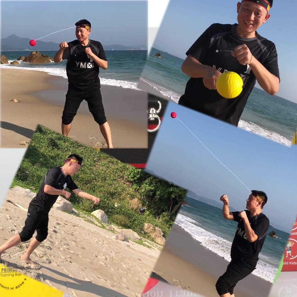 BOXING Reflexball - 4 Bälle + 2 Stirnbänder, ideal für das Training von Reflex, Reaktion und Auge-Hand-Koordination
