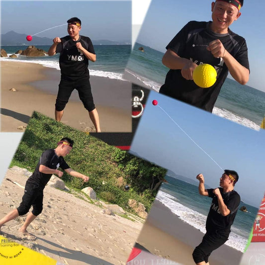 BOXING Reflexball - 4 Bälle + 2 Stirnbänder, ideal für das Training von Reflex, Reaktion und Auge-Hand-Koordination