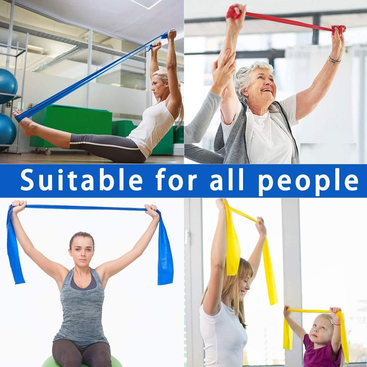 Fitnessband 3er-Set 2m lang Fitnessbänder Widerstandsbänder in 3 Stärke, Gymnastikband Resistance Band Trainingsband für Crossfit, Muskelaufbau, Yoga, Pilates für Männer und Frauen