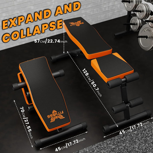 erstellbare Hantelbank Klappbar Trainingsbank Schrägbank mit 8-Fach Verstellbarer Fitness Schrägbank für Ganzkörperworkout 300KG Gewichtskapazitäts
