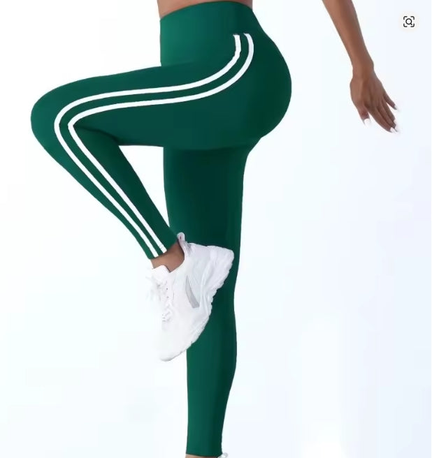 Yoga-Leggings mit Streifen für Damen, gestreift, schlank, Sporthose, hohe Taille, Hüftheben, lässige Strumpfhosen, Workout, Laufen, dehnbare Gym-Leggings