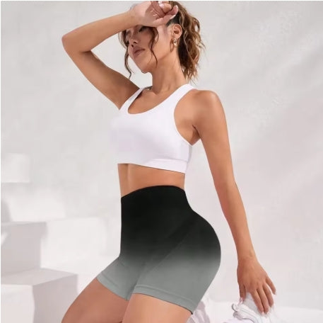 Neue nahtlose hoch taillierte Schlankheits-Shorts mit Farbverlauf