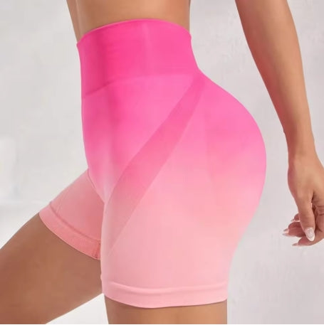 Neue nahtlose hoch taillierte Schlankheits-Shorts mit Farbverlauf