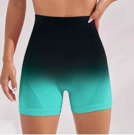 Neue nahtlose hoch taillierte Schlankheits-Shorts mit Farbverlauf