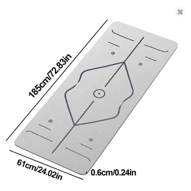 Gymnastikmatte mit Tragegurt rutschfest TPE Yogamatte Gepolstert & rutschfest Fitnessmatte, 183 x 61 Trainingsmatte für Fitness Sportmatte, Pilates & Gymnastik Workout