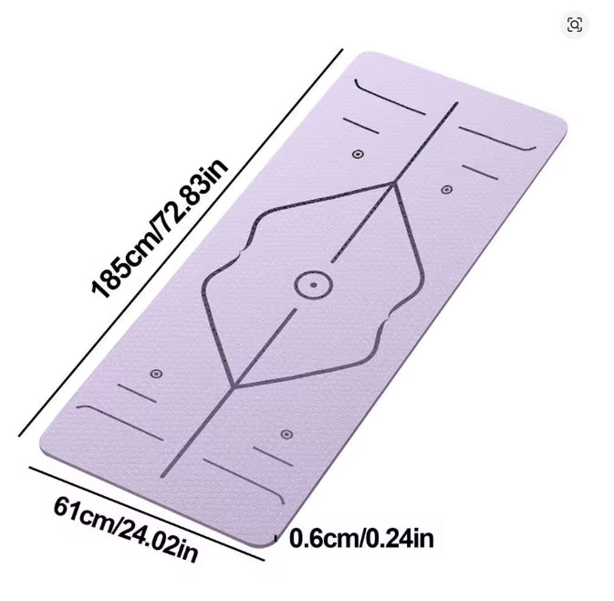 Gymnastikmatte mit Tragegurt rutschfest TPE Yogamatte Gepolstert & rutschfest Fitnessmatte, 183 x 61 Trainingsmatte für Fitness Sportmatte, Pilates & Gymnastik Workout