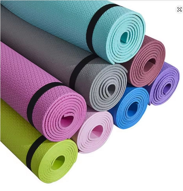 Yogamatte rutschfest mit Tragegurt und Übungen - leichte Yogamatte dünn, umweltfreundliche Gymnastikmatte, Sportmatte, Turnmatte, Yoga Starter-Set