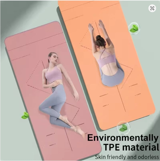 Yogamatte, rutschfest, umweltfreundlich, Pilates-Fitnessmatten, reißfeste Übungs-Yogamatte mit Tragegurt und Tasche für Damen