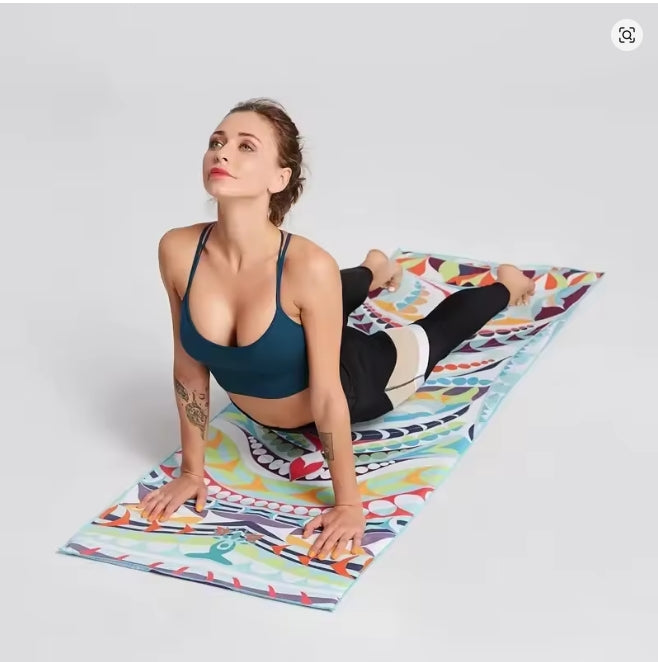 Yogamatten Handtuch, rutschfest Yoga Handtuch Auflage für Yogamatte Schweißabsorbierend Saugfähig Schnelltrocknend Yogatuch für Pilates Hot Yoga Picknick im Freien