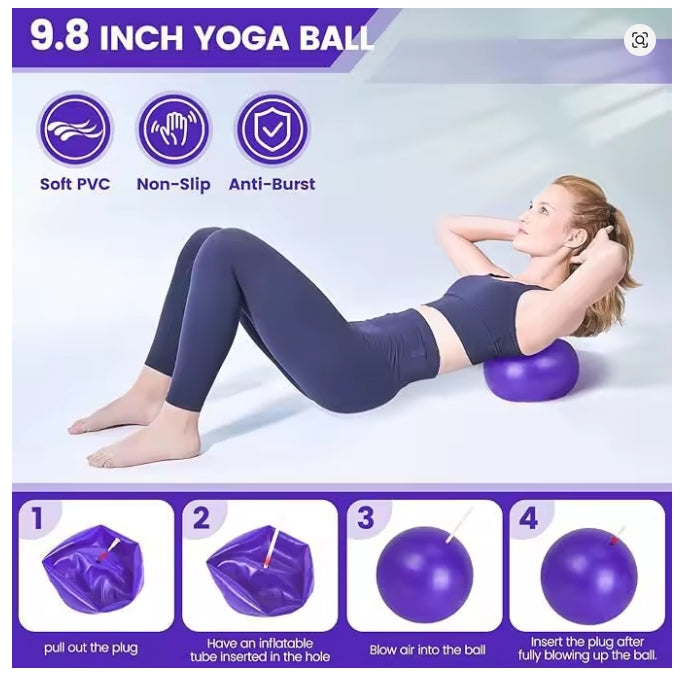 Pilates Essential Kit - Komplettes Heimtrainingsset mit Toning Ring, Widerstandsbändern, Softball & Grip Socken für Damen & Herren