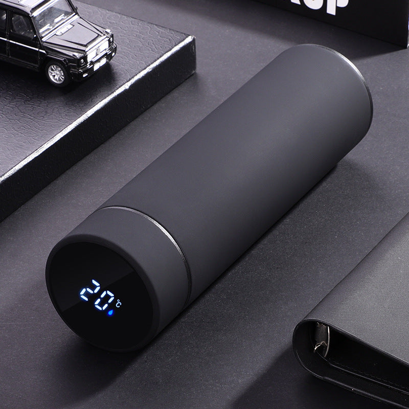 Thermosflasche, 500ML Wasserflasche Vakuum Isolierbecher 304 Edelstahl, LCD-Touchscreen Temperaturanzeige, Gradient Smart Mug Trinkflasche, Ideal für Hitze und Kälte -Farbverlauf grün