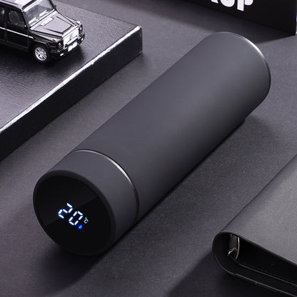 Thermosflasche, 500ML Wasserflasche Vakuum Isolierbecher 304 Edelstahl, LCD-Touchscreen Temperaturanzeige, Gradient Smart Mug Trinkflasche, Ideal für Hitze und Kälte -Farbverlauf grün