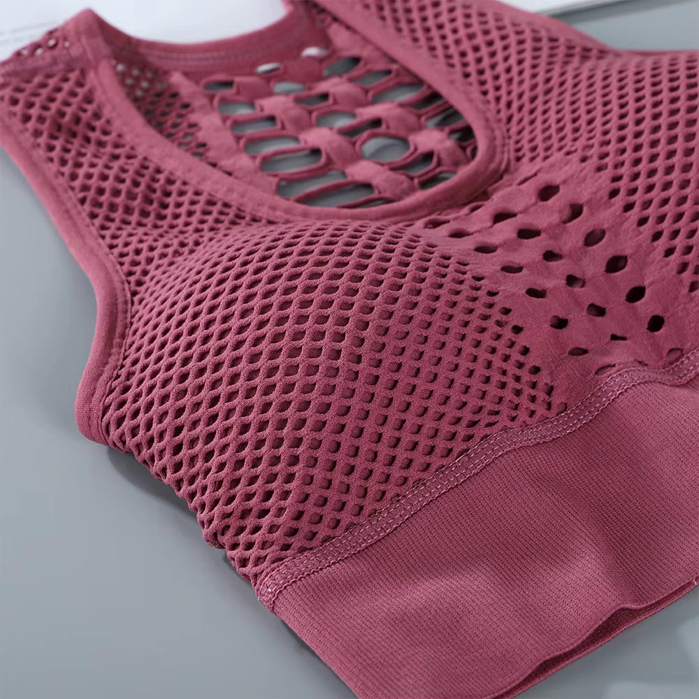 Plus Size Wireless Hollow Stretch Sujetador Deportivo Laufen Workout Yoga BH Nahtlose Sport-BHs Crop Top für Damen