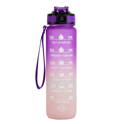 Trinkflasche 1L, Wasserflasche Sport mit Filte, Einhandöffnung, Auslaufsicher, Kohlensäure Geeignet, Motivierende Trinkflasche, Sportflasche Perfekt für Camping, Fahrrad, Büro