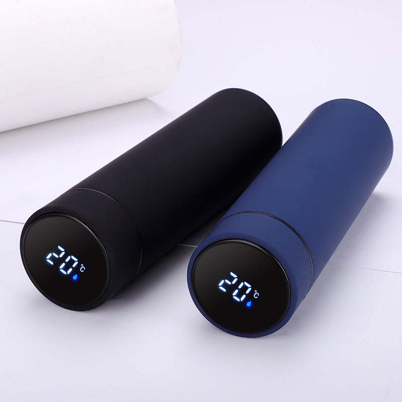 Thermosflasche, 500ML Wasserflasche Vakuum Isolierbecher 304 Edelstahl, LCD-Touchscreen Temperaturanzeige, Gradient Smart Mug Trinkflasche, Ideal für Hitze und Kälte -Farbverlauf grün