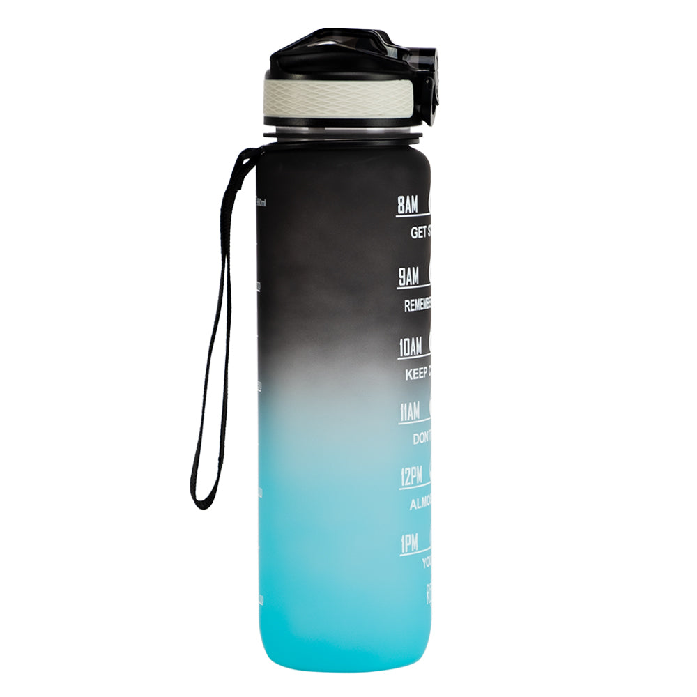 Trinkflasche 1L, Wasserflasche Sport mit Filte, Einhandöffnung, Auslaufsicher, Kohlensäure Geeignet, Motivierende Trinkflasche, Sportflasche Perfekt für Camping, Fahrrad, Büro