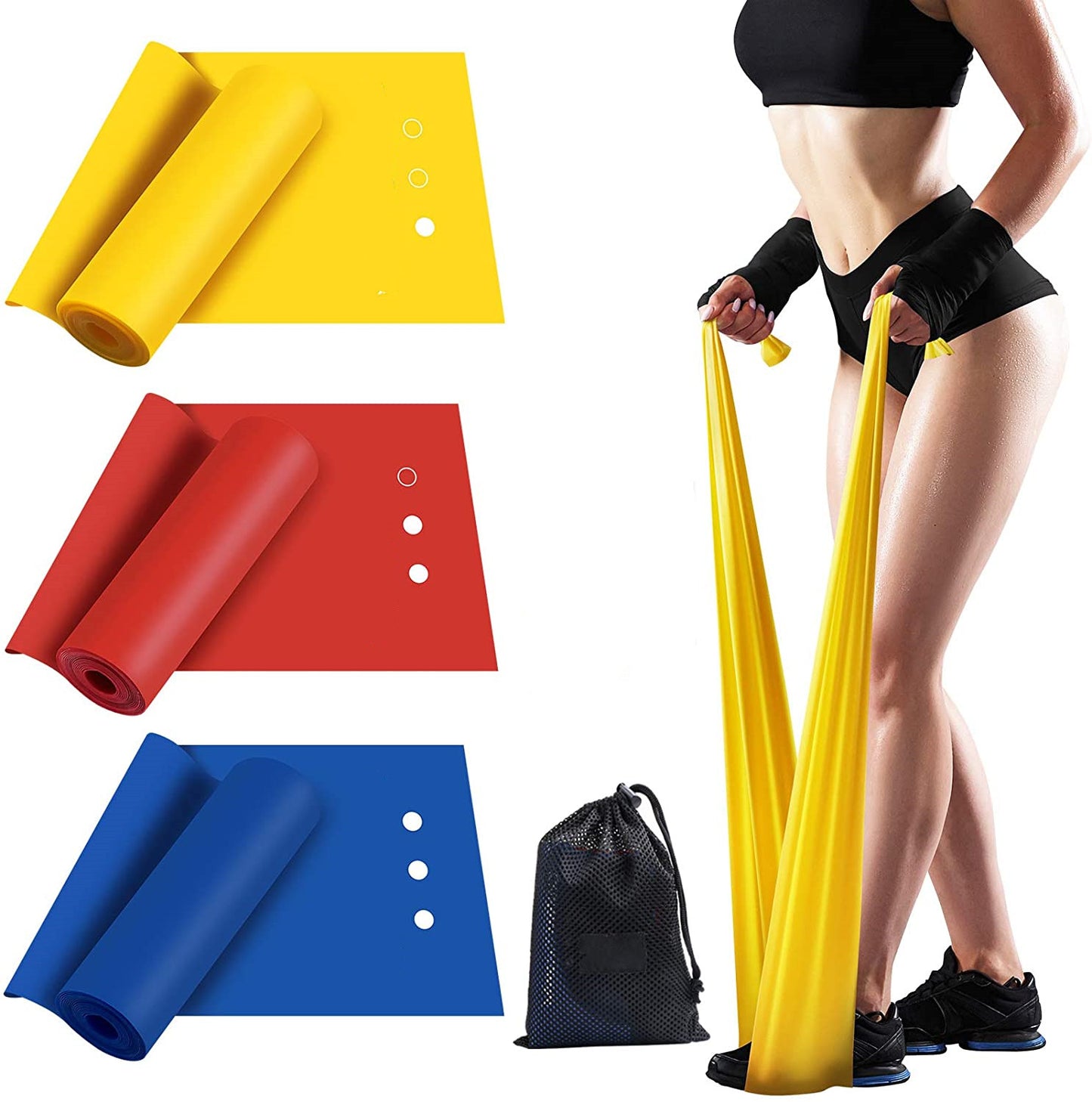 Fitnessband 3er-Set 2m lang Fitnessbänder Widerstandsbänder in 3 Stärke, Gymnastikband Resistance Band Trainingsband für Crossfit, Muskelaufbau, Yoga, Pilates für Männer und Frauen