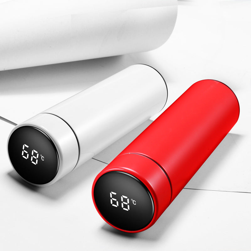 Thermosflasche, 500ML Wasserflasche Vakuum Isolierbecher 304 Edelstahl, LCD-Touchscreen Temperaturanzeige, Gradient Smart Mug Trinkflasche, Ideal für Hitze und Kälte -Farbverlauf grün