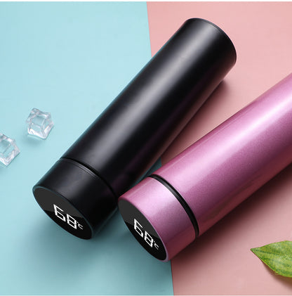 Thermosflasche, 500ML Wasserflasche Vakuum Isolierbecher 304 Edelstahl, LCD-Touchscreen Temperaturanzeige, Gradient Smart Mug Trinkflasche, Ideal für Hitze und Kälte -Farbverlauf grün