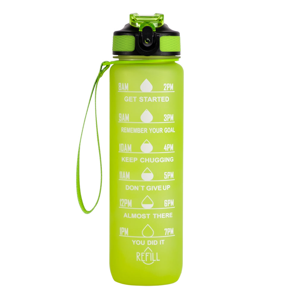 Trinkflasche 1L, Wasserflasche Sport mit Filte, Einhandöffnung, Auslaufsicher, Kohlensäure Geeignet, Motivierende Trinkflasche, Sportflasche Perfekt für Camping, Fahrrad, Büro