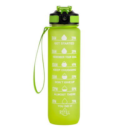 Trinkflasche 1L, Wasserflasche Sport mit Filte, Einhandöffnung, Auslaufsicher, Kohlensäure Geeignet, Motivierende Trinkflasche, Sportflasche Perfekt für Camping, Fahrrad, Büro