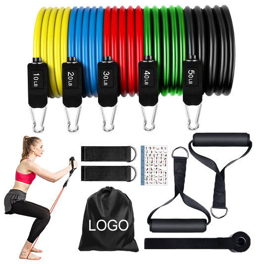 Resistance Bands Fitnessbänder Widerstandsbänder Set mit Türanker Griffe Knöchelriemen für Muskelaufbau und Pilates Gymnastikband für Männer Frauen