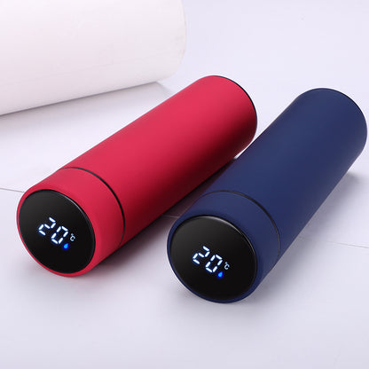 Thermosflasche, 500ML Wasserflasche Vakuum Isolierbecher 304 Edelstahl, LCD-Touchscreen Temperaturanzeige, Gradient Smart Mug Trinkflasche, Ideal für Hitze und Kälte -Farbverlauf grün