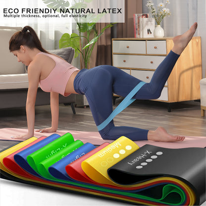 Widerstandsbänder [5er Set] Fitnessband 100% Naturlatex mit Übungsanleitung auf Deutsch & Tragebeutel für Muskelaufbau,Yoga,Gymnastik usw