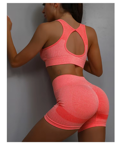 2-teiliges Yoga-Set Schweiß ableiten der Sport-BH und kurze Leggings für Frauen